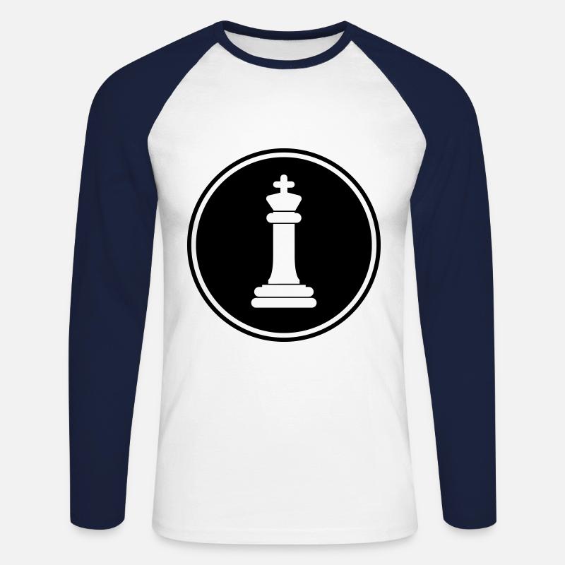 Schachfigur König - Unisex Baseballshirt langarm - Weiß/Navy