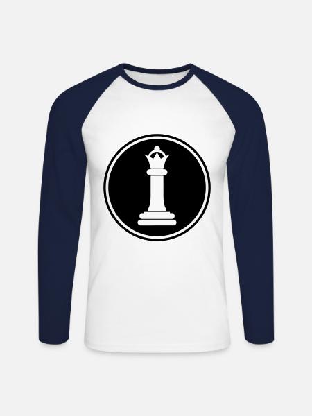 Chess piece queen - Unisex Long Sleeve Baseball T-Shirt - white/navy