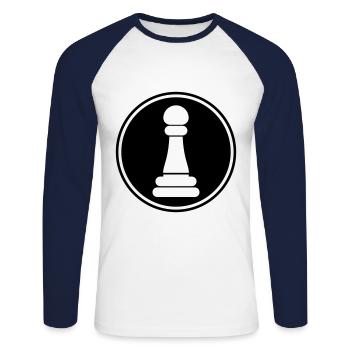 Pièce d'échecs pion évêque - T-shirt baseball manches longues Homme - blanc/marine - Devant - Nik (191cm)
