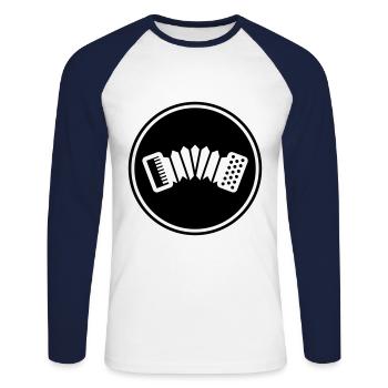 musique d'accordéon - T-shirt baseball manches longues Homme - blanc/marine - Devant - Nik (191cm)