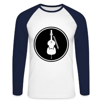 Symbole de l’icône du violon - T-shirt baseball manches longues Homme - blanc/marine - Devant - Nik (191cm)