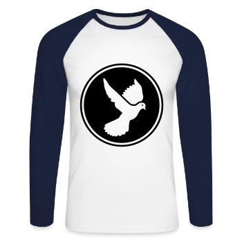 Dove symbol - Unisex Long Sleeve Baseball T-Shirt - white/navy - Front - Nik (191cm)