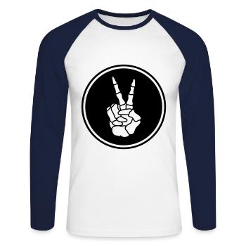 Hand frieden skelett - Unisex Baseballshirt langarm - Weiß/Navy - Vorne - Nik (191cm)