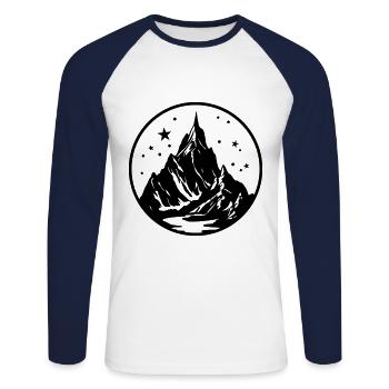 Mountains Silhouette Nature Symbol - Unisex Long Sleeve Baseball T-Shirt - white/navy - Front - Nik (191cm)