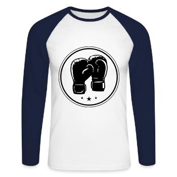 Gants de boxe Symbole Boxe Sport - T-shirt baseball manches longues Homme - blanc/marine - Devant - Nik (191cm)