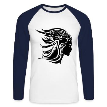 Viking Woman Viking Warrior - Unisex Long Sleeve Baseball T-Shirt - white/navy - Front - Nik (191cm)