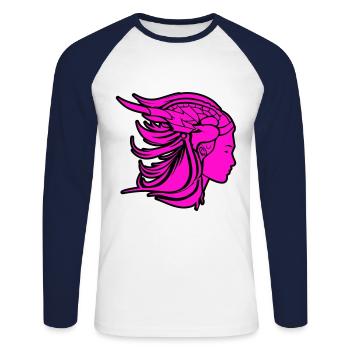 Viking Woman Viking Warrior - Unisex Long Sleeve Baseball T-Shirt - white/navy - Front - Nik (191cm)