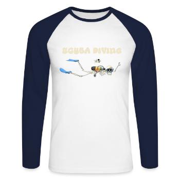 skeleton diver - Unisex Long Sleeve Baseball T-Shirt - white/navy - Front - Nik (191cm)