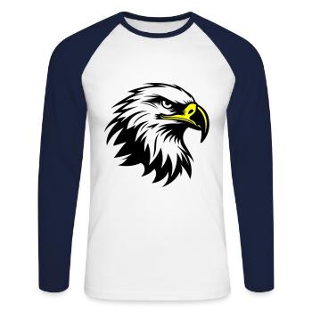 Adler Kopf Silhouette - Unisex Baseballshirt langarm - Weiß/Navy - Vorne - Nik (191cm)