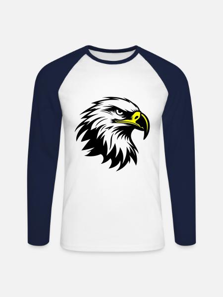 Eagle Head Silhouette - Unisex Long Sleeve Baseball T-Shirt - white/navy