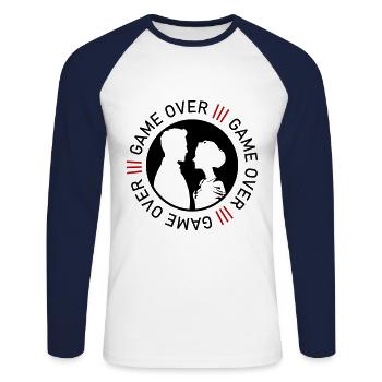 Wedding Couple Game Over Bridal Couple Jga - Unisex Long Sleeve Baseball T-Shirt - white/navy - Front - Nik (191cm)