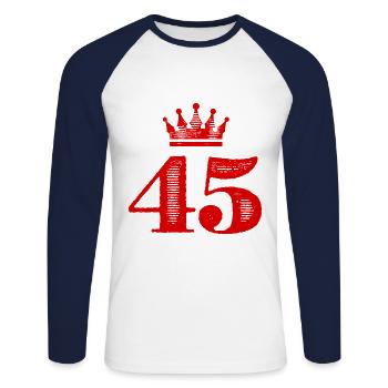 45 Number crown - Unisex Long Sleeve Baseball T-Shirt - white/navy - Front - Nik (191cm)