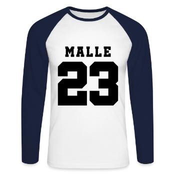 Malle 23 Mallorca Holidays - Unisex Long Sleeve Baseball T-Shirt - white/navy - Front - Nik (191cm)