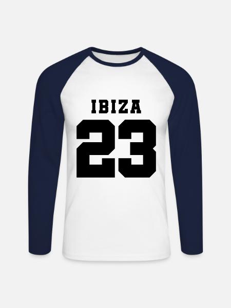 Ibiza 23 - Unisex Long Sleeve Baseball T-Shirt - white/navy