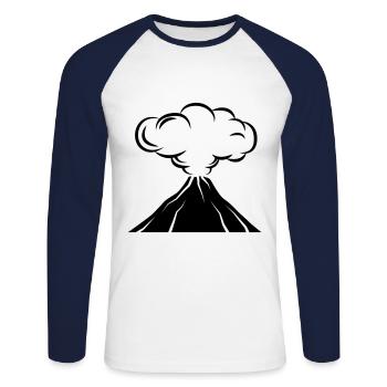 Icône de volcan - T-shirt baseball manches longues Homme - blanc/marine - Devant - Nik (191cm)