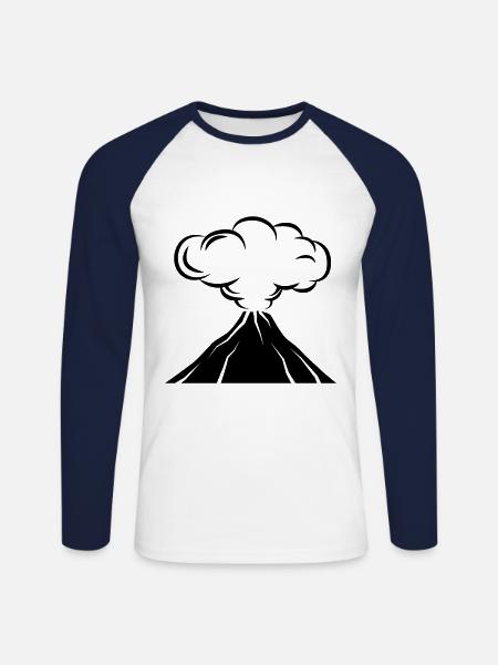 Vulkan icon symbol - Unisex Baseballshirt langarm - Weiß/Navy