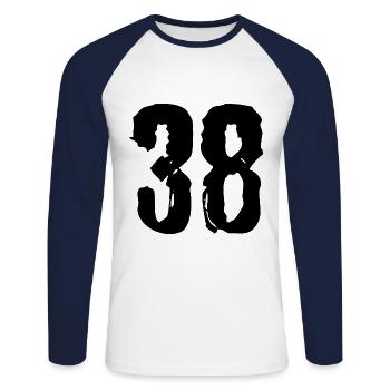 38 Number jersey - Unisex Long Sleeve Baseball T-Shirt - white/navy - Front - Nik (191cm)