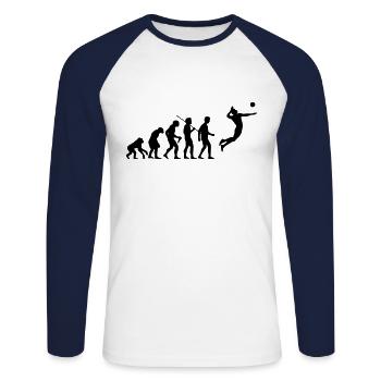 Volleyball Evolution - Unisex Baseballshirt langarm - Weiß/Navy - Vorne - Nik (191cm)