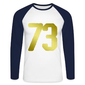 73 Maillot numéro - T-shirt baseball manches longues Homme - blanc/marine - Devant - Nik (191cm)