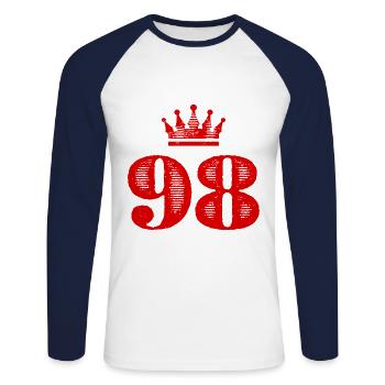 98 Number crown - Unisex Long Sleeve Baseball T-Shirt - white/navy - Front - Nik (191cm)