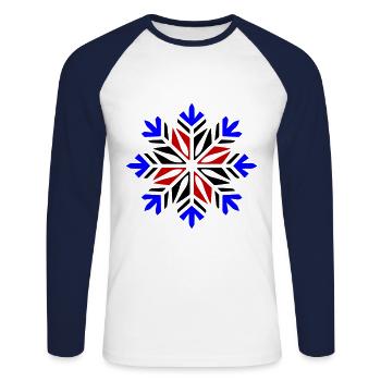 Schneeflocke Winter Schnee - Unisex Baseballshirt langarm - Weiß/Navy - Vorne - Nik (191cm)