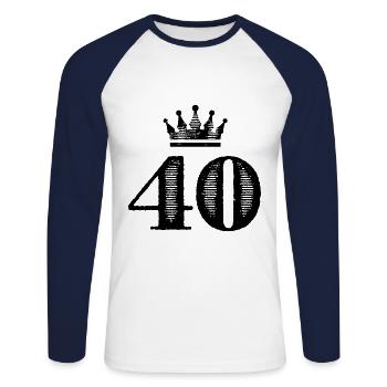 40 Couronne de numéros - T-shirt baseball manches longues Homme - blanc/marine - Devant - Nik (191cm)