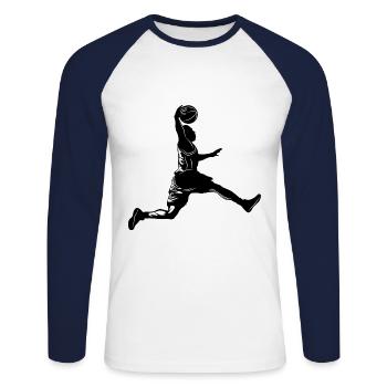 Basketball Silhouette - Unisex Long Sleeve Baseball T-Shirt - white/navy - Front - Nik (191cm)