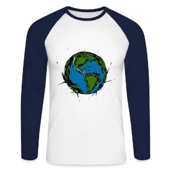 Monde - T-shirt baseball manches longues Homme - blanc/marine - Devant - Nik (191cm)