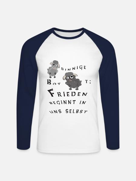 Frieden beginnt in uns selbst - Unisex Baseballshirt langarm - Weiß/Navy