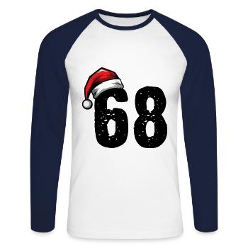 68 Numéro Noël - T-shirt baseball manches longues Homme - blanc/marine - Devant - Nik (191cm)