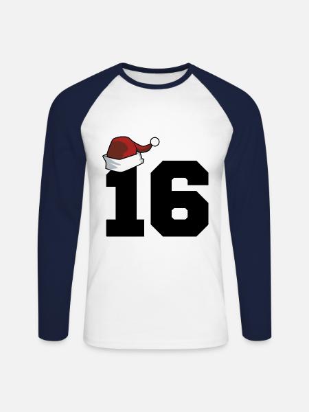 16 Numéro Noël - T-shirt baseball manches longues Homme - blanc/marine