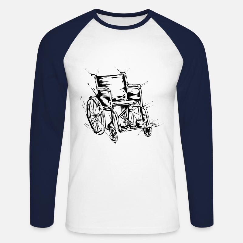 Rollstuhl - Unisex Baseballshirt langarm - Weiß/Navy