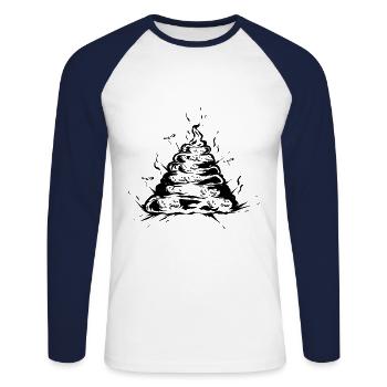 Toilette Toilette Shit Pile - T-shirt baseball manches longues Homme - blanc/marine - Devant - Nik (191cm)