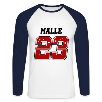 Malle 23 Mallorca 2023 - Unisex Long Sleeve Baseball T-Shirt - white/navy - Front - Nik (191cm)