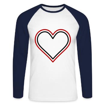 Herz Symbol Design - Unisex Baseballshirt langarm - Weiß/Navy - Vorne - Nik (191cm)