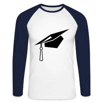 Student symbol - Unisex Baseballshirt langarm - Weiß/Navy - Vorne - Nik (191cm)