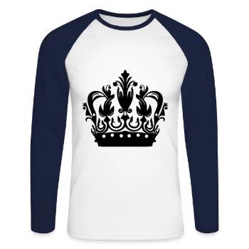 Crown Symbol - Unisex Long Sleeve Baseball T-Shirt - white/navy - Front - Nik (191cm)