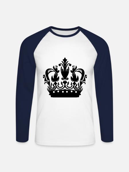 Crown Symbol - Unisex Long Sleeve Baseball T-Shirt - white/navy