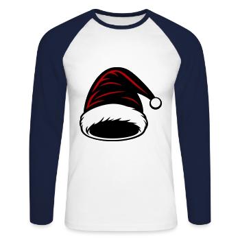 Chapeau de Père Noël chapeau - T-shirt baseball manches longues Homme - blanc/marine - Devant - Nik (191cm)