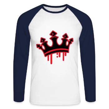 Crown King Symbol - Unisex Long Sleeve Baseball T-Shirt - white/navy - Front - Nik (191cm)