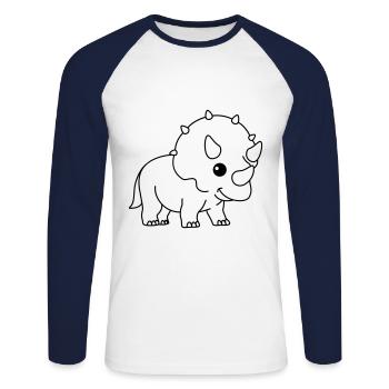 Dinosaur triceratops comic - Unisex Long Sleeve Baseball T-Shirt - white/navy - Front - Nik (191cm)