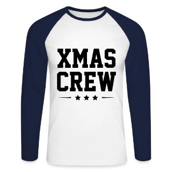 Xmas Crew Christmas Party Team - Unisex Long Sleeve Baseball T-Shirt - white/navy - Front - Nik (191cm)