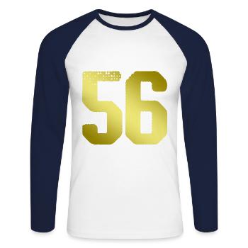 56 Maillot numéro - T-shirt baseball manches longues Homme - blanc/marine - Devant - Nik (191cm)