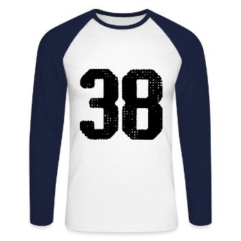 38 Number jersey - Unisex Long Sleeve Baseball T-Shirt - white/navy - Front - Nik (191cm)