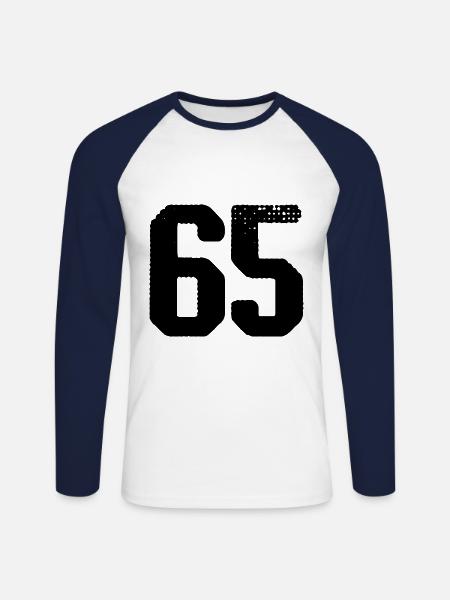 65 number jersey - Unisex Long Sleeve Baseball T-Shirt - white/navy