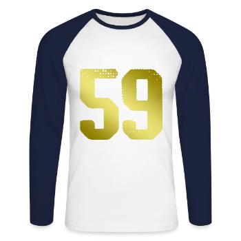 maillot numéro 59 - T-shirt baseball manches longues Homme - blanc/marine - Devant - Nik (191cm)
