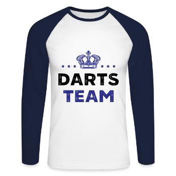 Darts Team - Unisex Baseballshirt langarm - Weiß/Navy - Vorne - Nik (191cm)