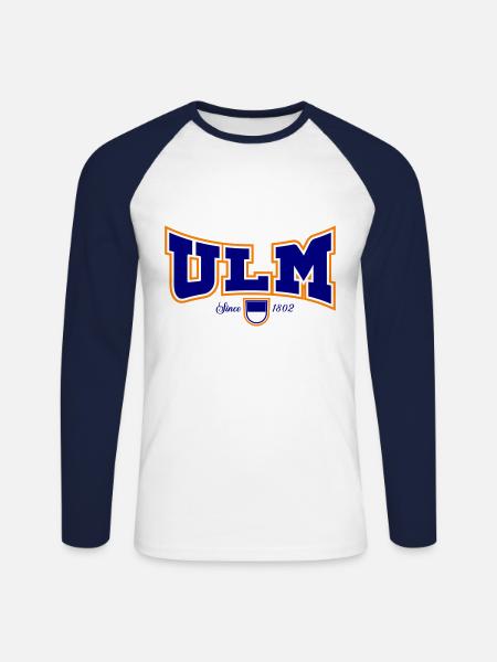 ULM - Unisex Baseballshirt langarm - Weiß/Navy