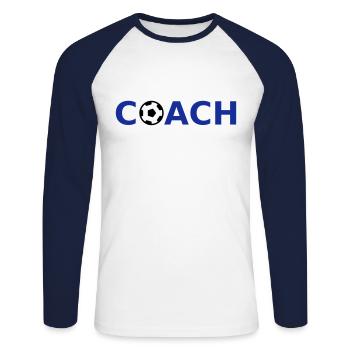 Coach (Fußball) - Unisex Baseballshirt langarm - Weiß/Navy - Vorne - Nik (191cm)