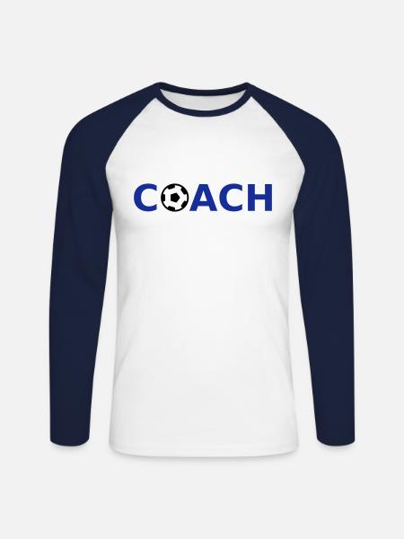 Coach (Fußball) - Unisex Baseballshirt langarm - Weiß/Navy